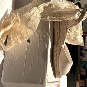 Ibizencas Wedding wedge peep toe shoe. Lace around ankle and tie in back. Ecru